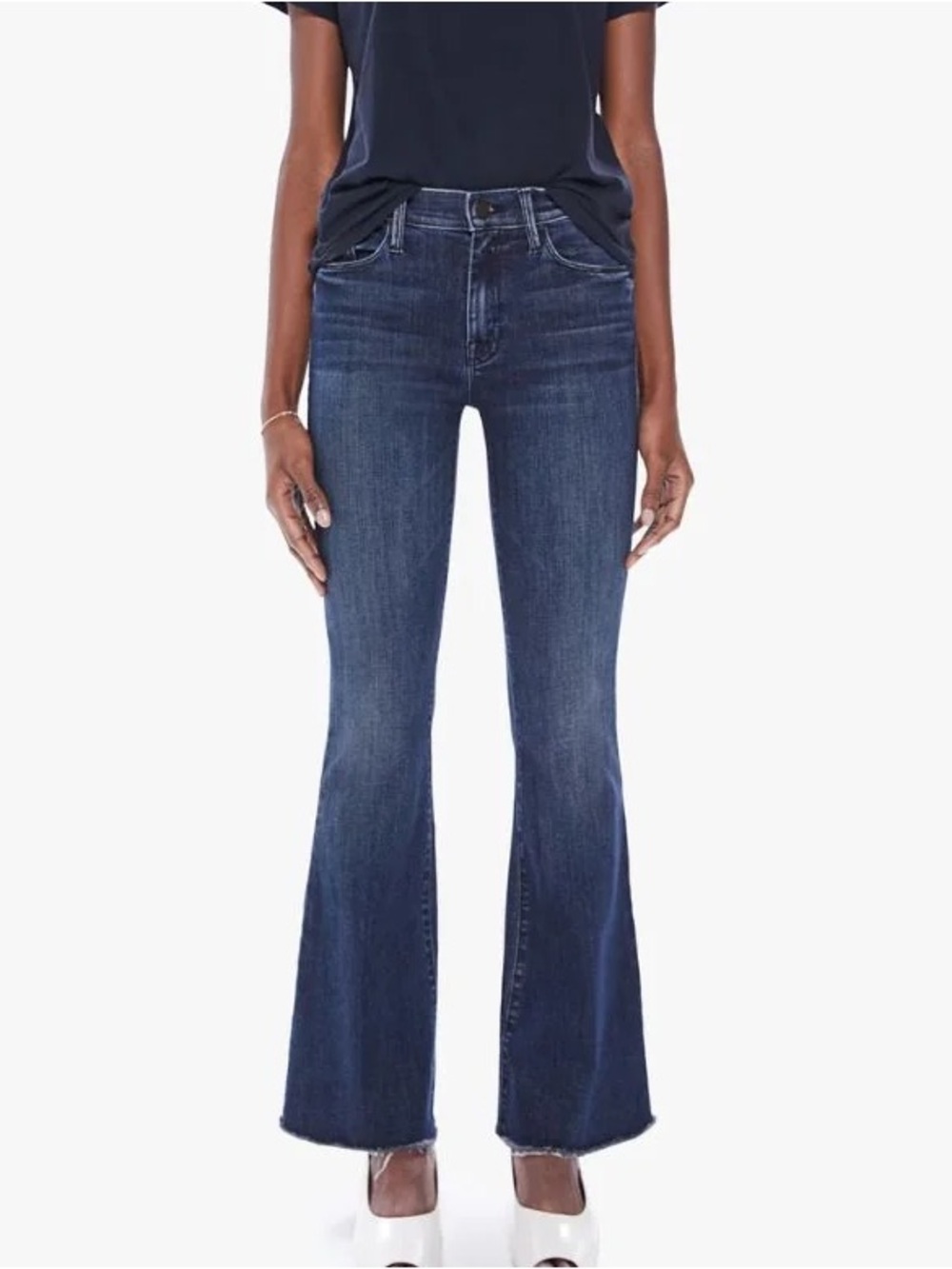 Mother the weekender fray flare jeans mint condition dark Wash